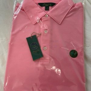 NWT Masters Micro Stripe Pink Performance Golf Shirt